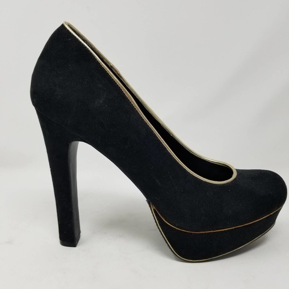 Glo Jeans Black Suede Platform Pumps Size 8.5 - Picture 10 of 11